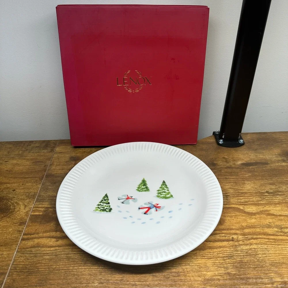 Lenox Profile Snow Day Accent Plates Set of 4 White Porcelain 9in 893506